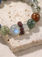 Verdant Fields Green Phantom Quartz Moonstone Bracelet