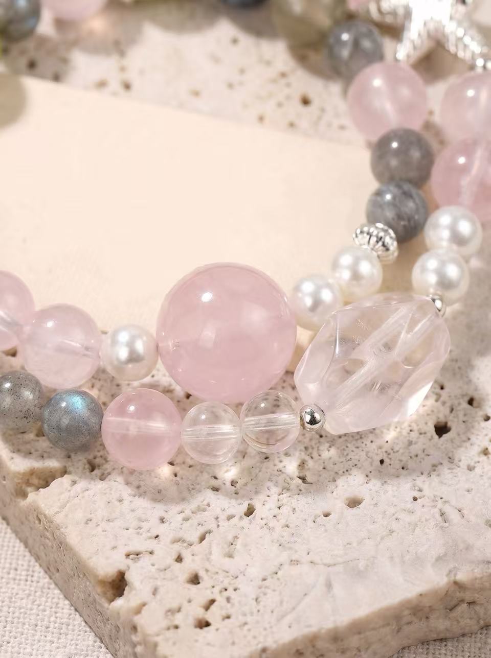 Dreamy Pink Sea Double-Strand Crystal Bracelet