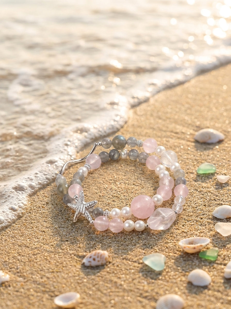 Dreamy Pink Sea Double-Strand Crystal Bracelet