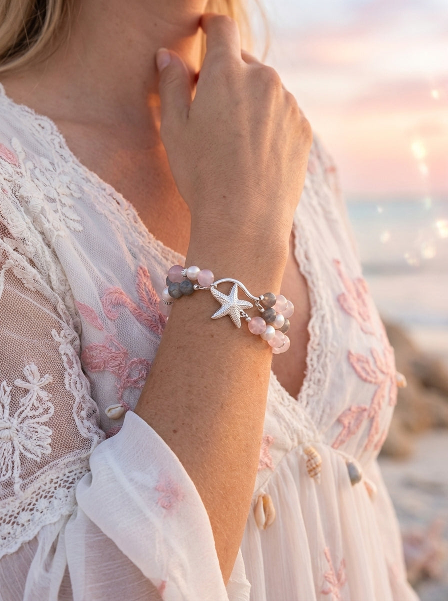 Dreamy Pink Sea Double-Strand Crystal Bracelet