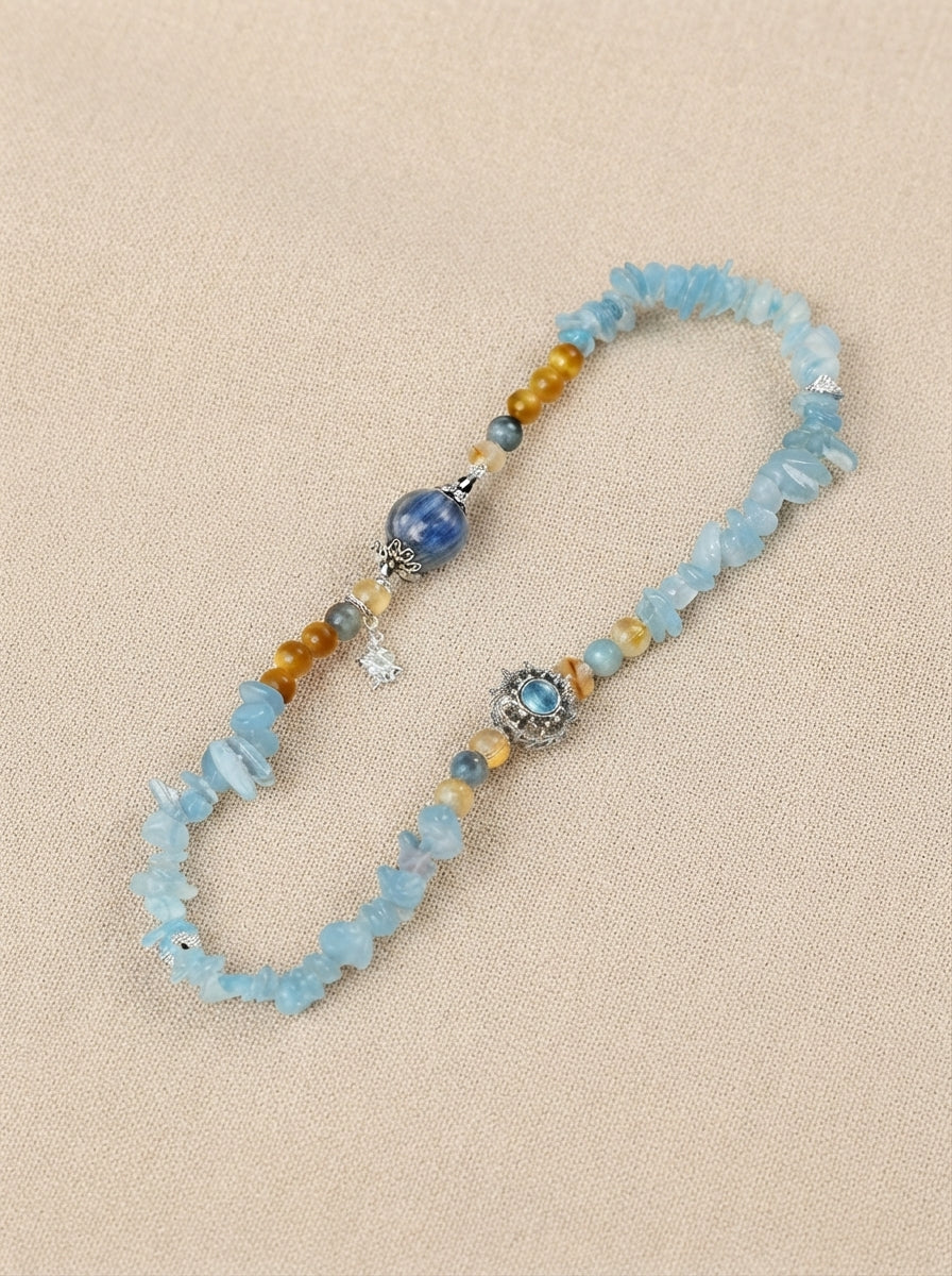 Orange Sea Aquamarine Chip Crystal Bracelet