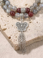 Mountain Spirit Gray Moonstone Strawberry Quartz Bracelet