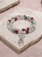 Mountain Spirit Gray Moonstone Strawberry Quartz Bracelet