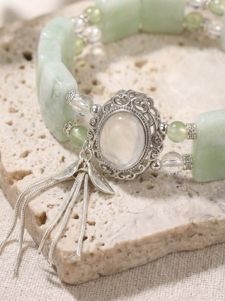 Traces Beneath Jade Clear Quartz Xiuyu Jade Tablet