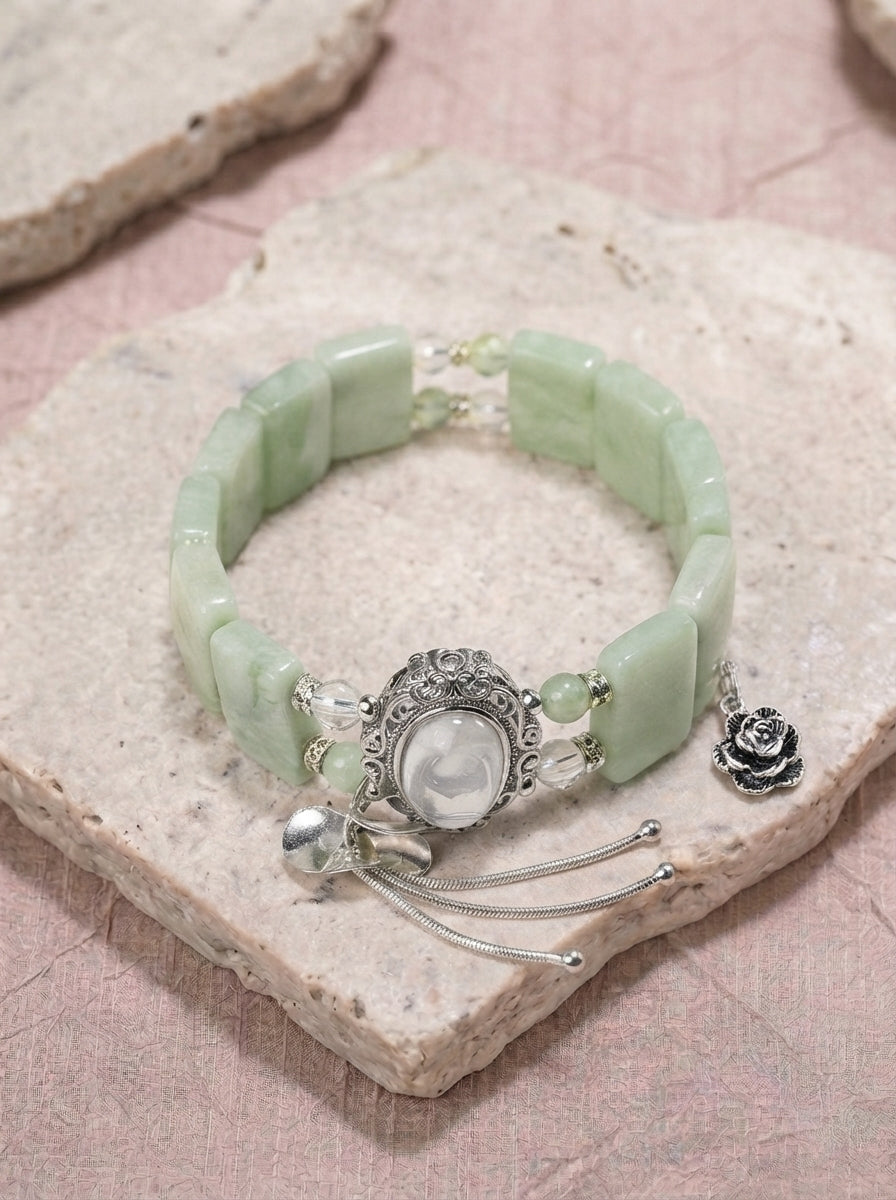 Traces Beneath Jade Clear Quartz Xiuyu Jade Tablet