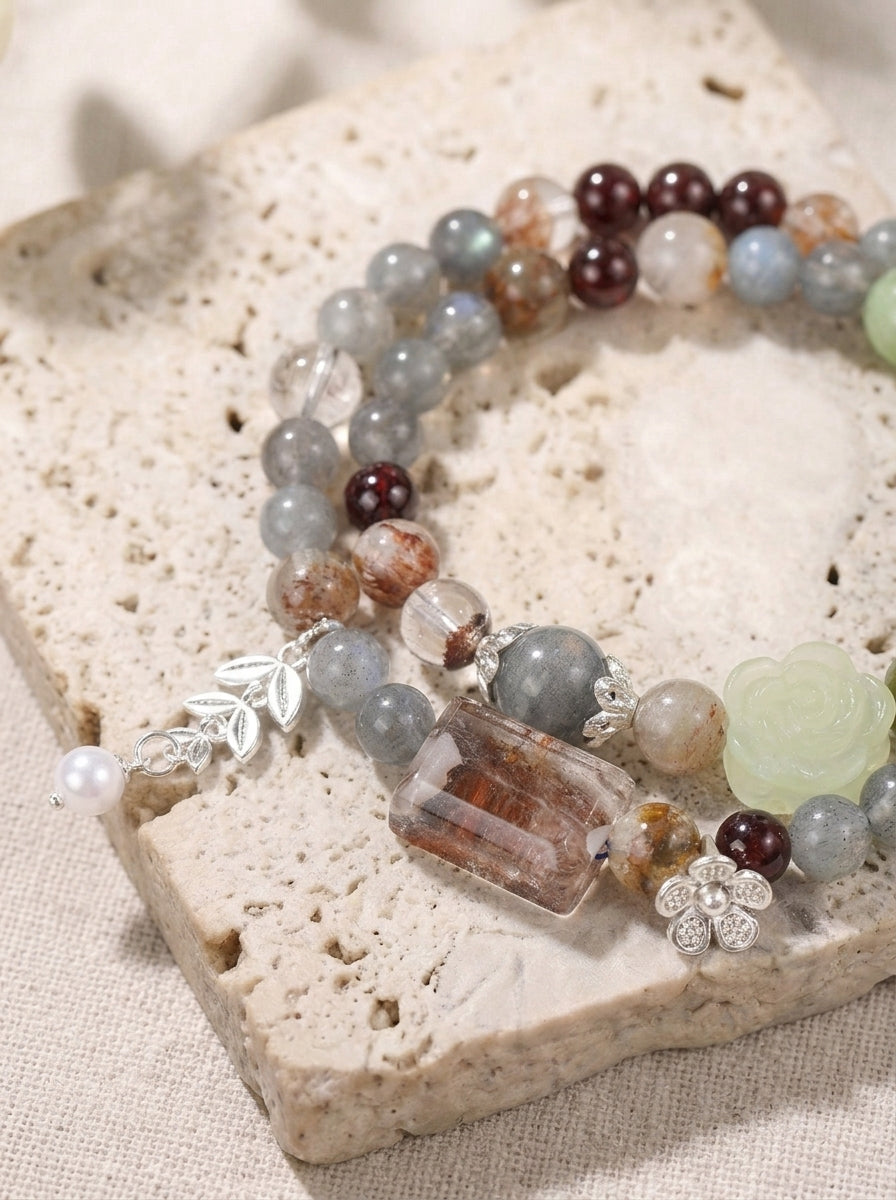 Creek Rose Moon Phantom Quartz Bracelet
