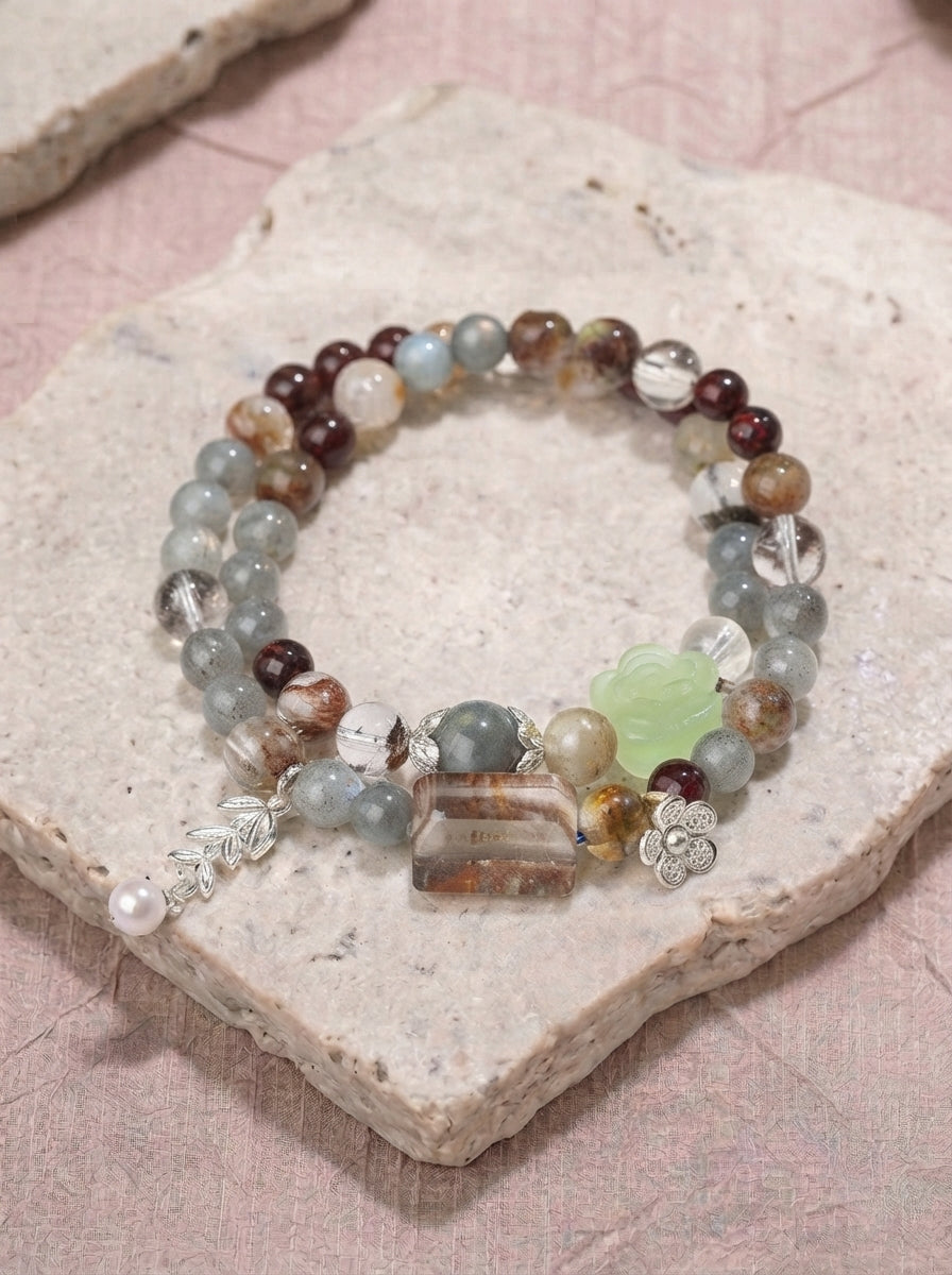 Creek Rose Moon Phantom Quartz Bracelet