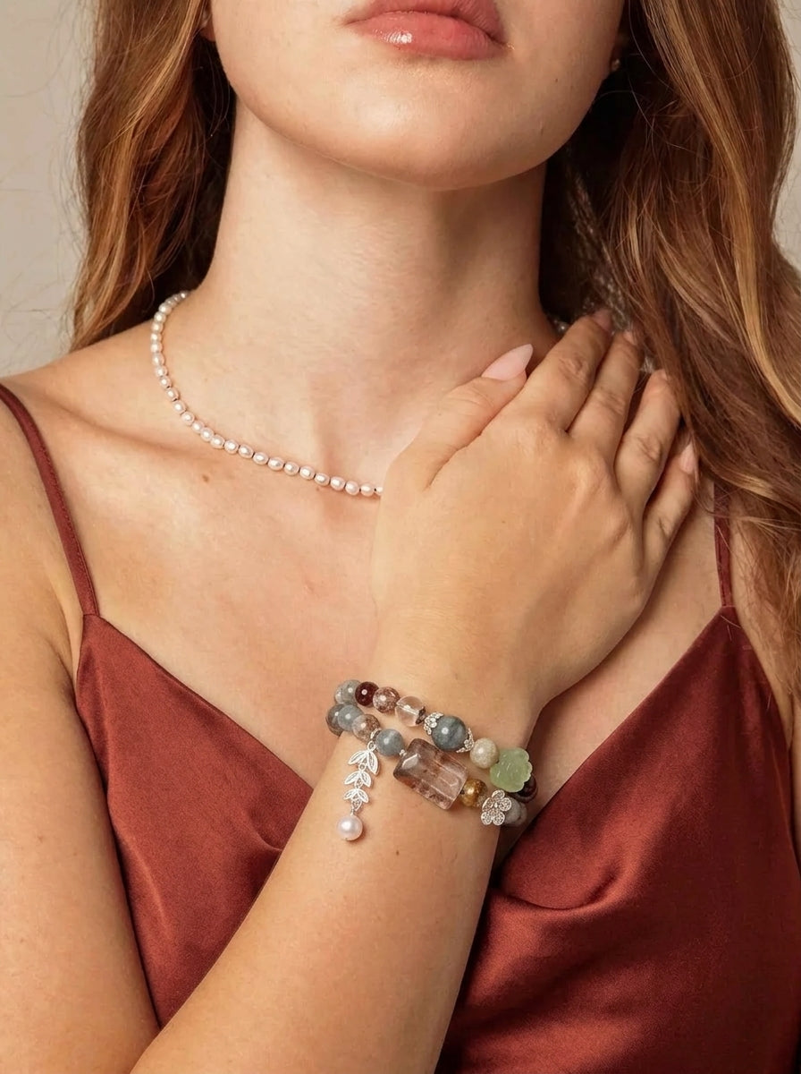 Creek Rose Moon Phantom Quartz Bracelet