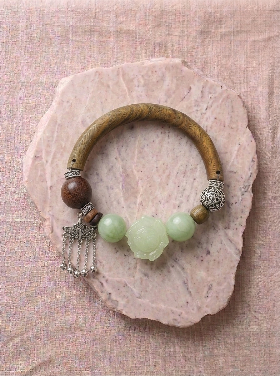 Pine Moon Dew Lotus Xiuyu Half Vine Bangle