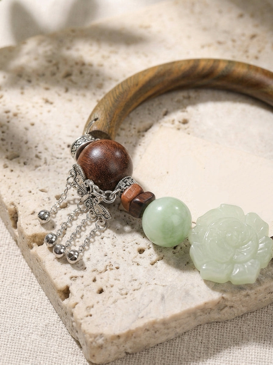 Pine Moon Dew Lotus Xiuyu Half Vine Bangle