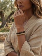 Black-Gold Purple Bamboo Bracelet