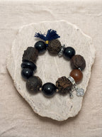 Ebony Wood Rose Carved Bracelet
