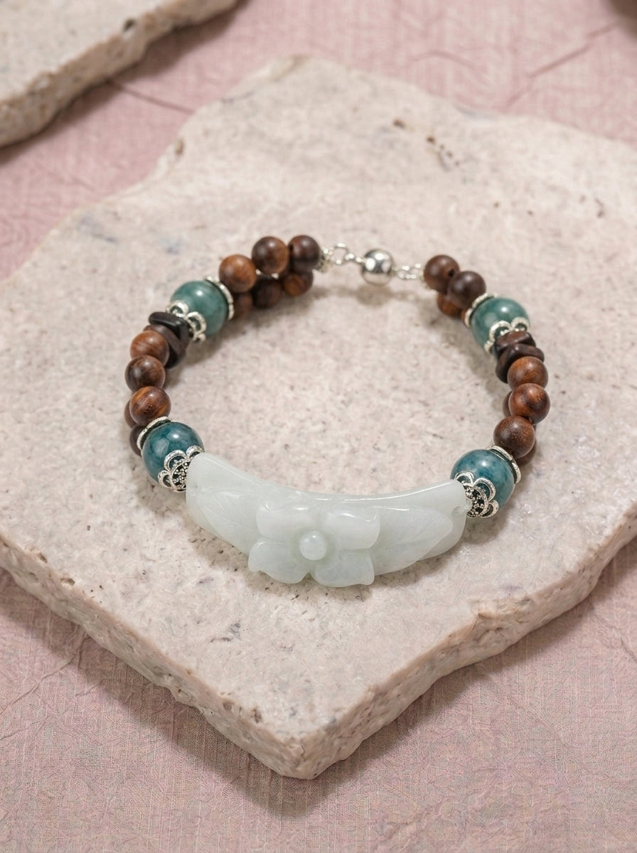 Pearwood Begonia Jade Bracelet