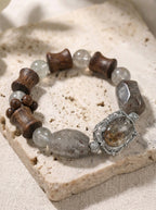 Phantom Quartz & Pear Wood Bracelet