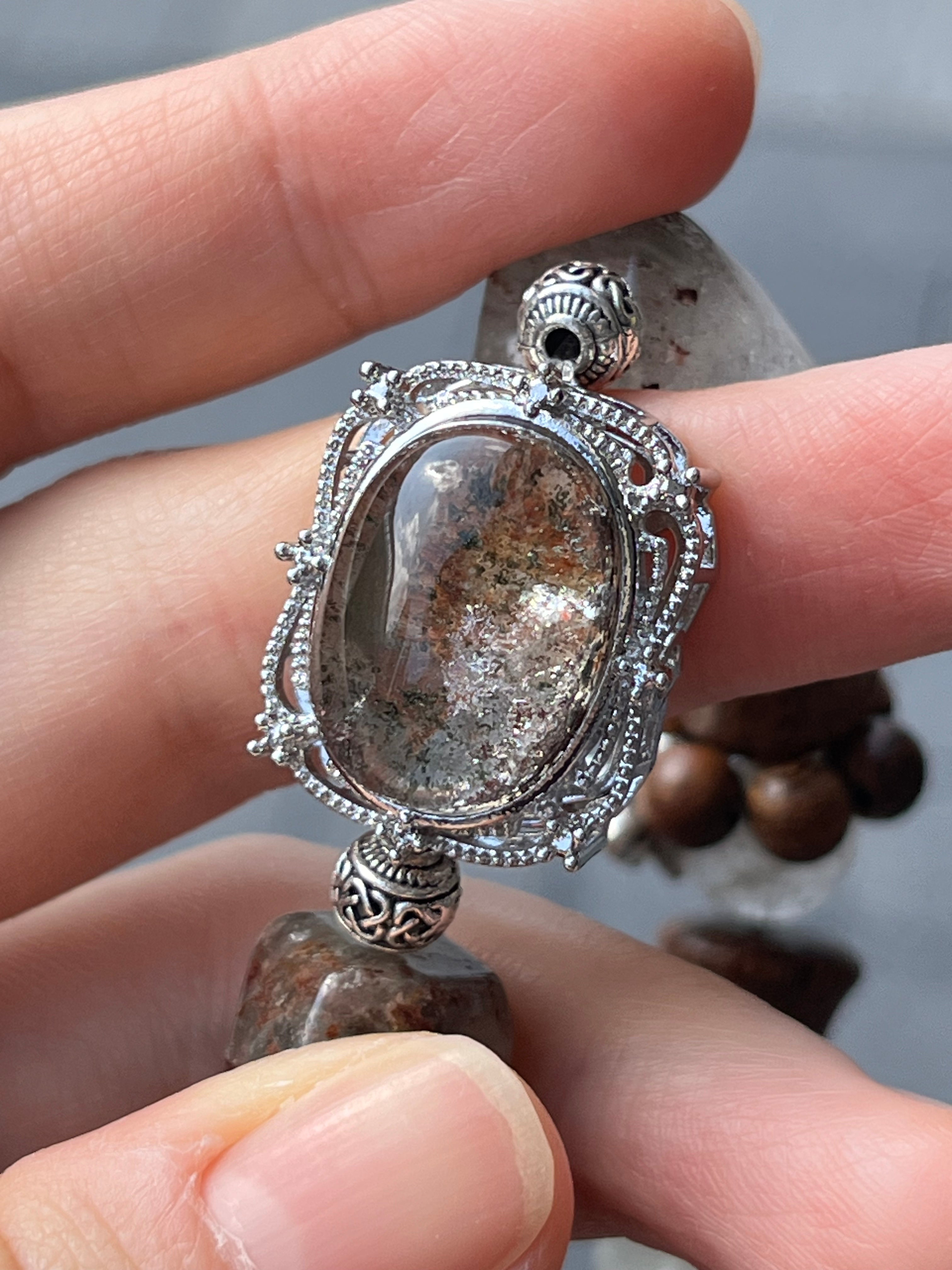 Phantom Quartz & Pear Wood Bracelet