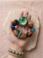 Earth-Toned Walnut & Glazed Eye Bodhi Bracelet
