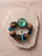Earth-Toned Walnut & Glazed Eye Bodhi Bracelet