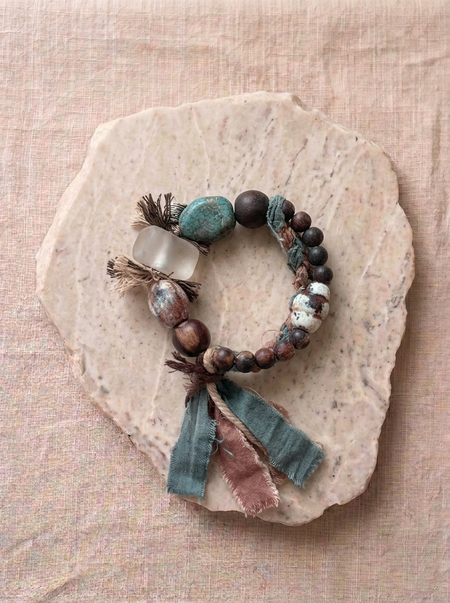 Sugar Cube Quartz & Turquoise Bracelet