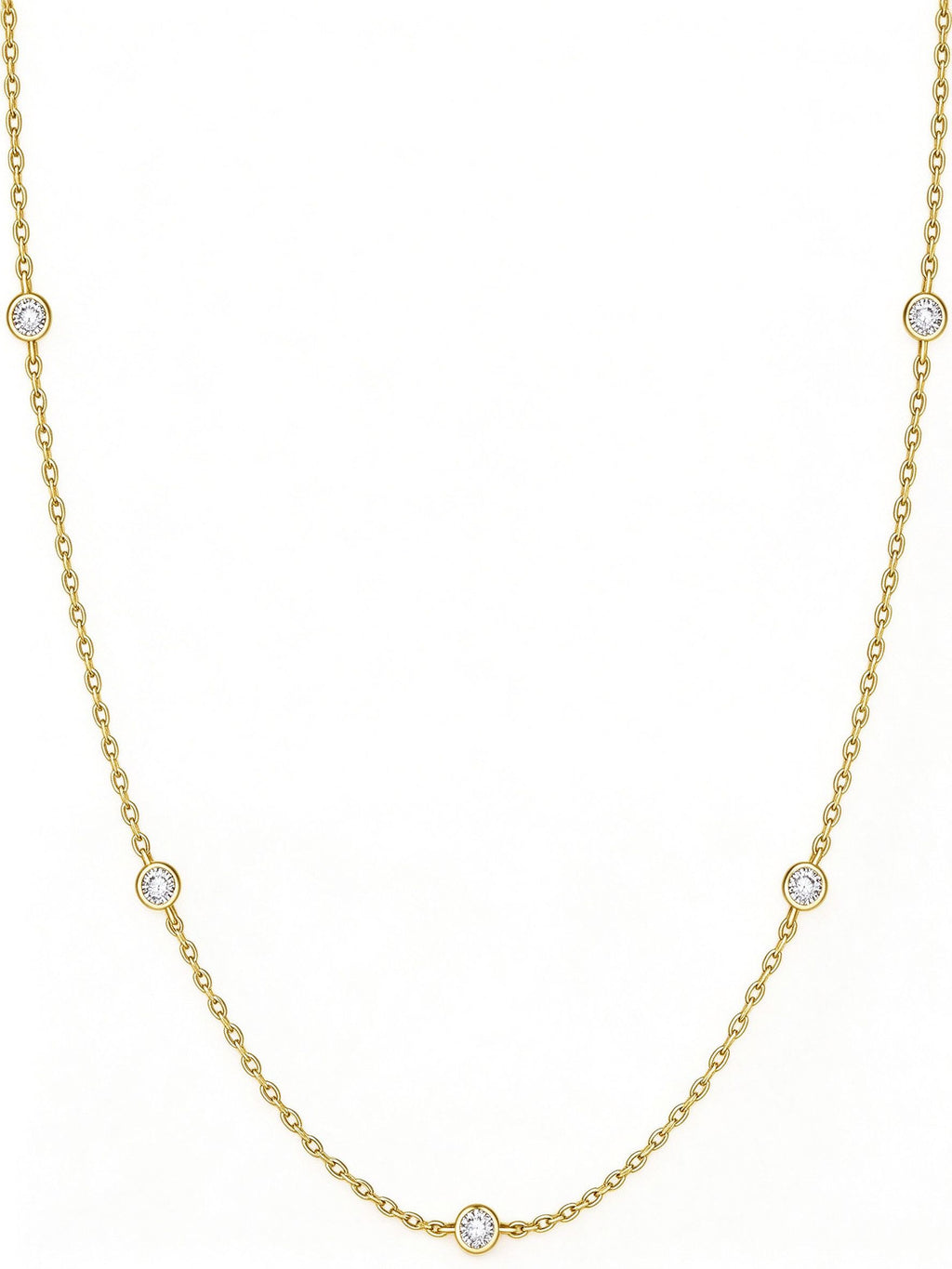18K Gold-Plated CZ Station Choker Necklace