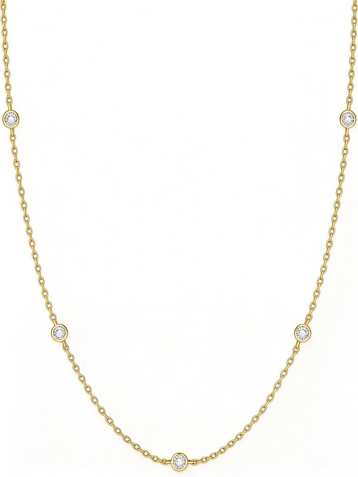 18K Gold-Plated CZ Station Choker Necklace