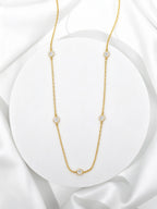 18K Gold-Plated CZ Station Choker Necklace